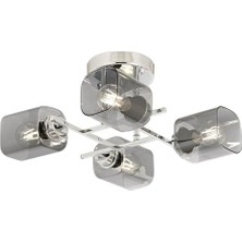 Karokstore AR-60271-4K Krom Kaplama Modern Avize E27 Metal Cam 44CM