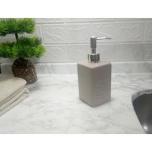 Karokstore Seramik Sıvı Sabunluk Bej Modern 7X7X17CM 300ML Seti