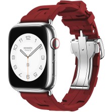 Karokstore Ile Uyumlu 38MM/40MM Spor Görünümlü Krd-94 Silikon Kordon Koyu Kırmızı