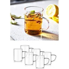 Karokstore ® Borosilikat 6 Adet Lüx Ince Ateşe Dayanıklı Borosilikat Cam Kupa Bardak 6'lı Kupa Bardak Seti, QC-O4063