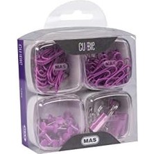 Karokstore Cubbie Gökkuşağı 4'lü Kutu Ataş Raptiye Seti, Mor