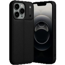 Karokstore 17 Pro ile Uyumlu Silikon Kılıf Tpu Niss Silikon Deri Görünümlü Ultra Slim Fit Kılıf Siyah