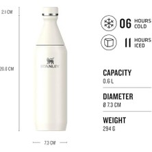 Karokstore All Day Slim Soğuk Su Şişesi Termosu, Krem, 0.60 Litre