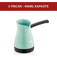 Karokstore SCM-2955 Türk Kahve Makinesi – Elektrikli Cezve, 5 Fincan Kapasite, 400 ml Su Kapasitesi, Paslanmaz Çelik, Yeşil, 1000W