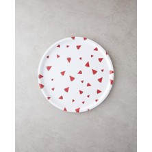 Karokstore Watermellies Plastik Tepsi Beyaz - Kırmızı, 36 x 25 x 10 cm