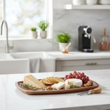 Karokstore Akasya Ağacı Kayık Sunum Tepsisi (33X20 Cm) | Ahşap Servis ve Kahve Tepsisi | Peynir, Şarküteri ve Dekoratif Banyo/masaüstü Organizeri