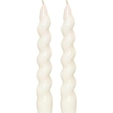 Karokstore Yılbaşı 2'li Twirl Glow Beyaz Şamdan Mum Seti (18 Cm)