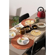 Karokstore Kevin Seramik Hand Made 6'li Özel Tasarım Satckable Pasta Tabağı Seti