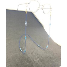 Optic Plus Ipli Boncuklu Gözlük Ipi / Zinciri Metalik Mavi