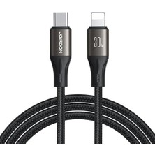 Karokstore SA25-CL3 Işık Hızı Serisi Şarj Verileri Tip-C Yıldırım Kablosu 30W, 1.2m - Siyah