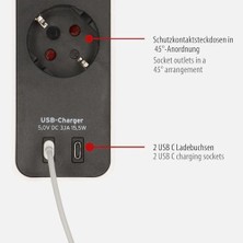 Karokstore Ecolor Serisi 4 Soketli 2 Adet Type-C Hızlı Şarj Özellikli 1,5 Metre Kablolu Anahtarlı Priz Beyaz