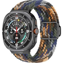Karokstore Galaxy Ultra 47MM ile Uyumlu Örgü Solo Loop Kumaş Kordon Manyetik Tokalı Terleme Yapmayan Nefes Alabilen Hafif Yapılı Bilek Ölçüsüne Göre Ayarlanabilen Elastik Kayış