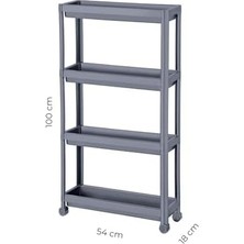 Karokstore Slim 4 Katlı Tekerlekli Raf Ünitesi - Dar Alanlar Için Mutfak & Banyo Organizer - Baharatlık & Havluluk Düzenleyici (Beyaz)