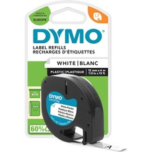 Karokstore Dymo Letratag Plastik Şerit (12 mm x 4 Mt), Beyaz (59422)