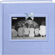 Karokstore 10CM X15CM 2-Up 200 Photo Baby Frame Gıngham Fabrıc Memo Album - Gıngham Blue - Album