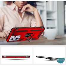 Karokstore 12 Pro+ 5g Kılıf Military Ring Holder Kırmızı [ 12 Pro+ 5g ile Uyumlu Kılıf - Kırmızı]