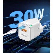Karokstore Qbic Pd 30WATT Gan Hızlı Şarj Aleti, A + C Girişli, Beyaz