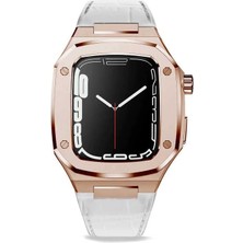 Karokstore Ile Uyumlu 44MM Krd-67 Kordon Beyaz-Rose