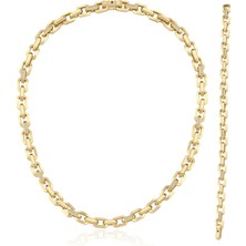 Cherry By Özkonak Taşlı Köşeli Ataç Zincir Set