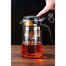 Karokstore Sihirli Borosilikat Cam Demlik 900 ml Dayanıklı & Tek Tuşla Demleme