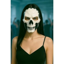 Karokstore Halloween Maske Iskelet Kuru Kafa Siyah Beyaz