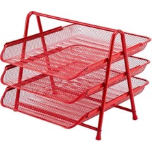 Karokstore 3'lü Evrak Rafı Seti Kırmızı