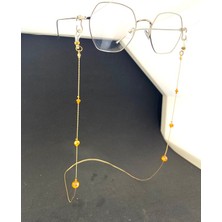 Optic Plus Italyan Zincirli Yuvarlak Süzme Boncuklu Gözlük Ipi / Zinciri Turuncu