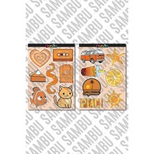 Karokstore Orange Aesthetic Temalı Etiket Seti 2 - Turuncu - Laptop Notebook Telefon