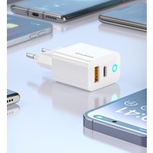 Karokstore Blue Pd 30WATT Hızlı Şarj Aleti, A + C Girişli, Beyaz