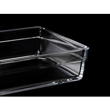 Karokstore Borcam Premium Dikdörtgen Tepsi, 20 cm x 29 Cm, Şeffaf, 2.5 Litre
