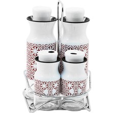 Karokstore 5 Prç Standli Yağdanlik Beyaz Kirmizi