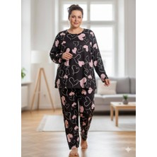 Silona Homewear Kalp Detaylı Büyük Beden Battal Boy Kadın Pijama Takımı