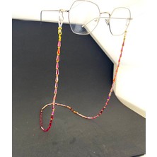 Optic Plus Piramit Full Taşlı Gözlük Ipi / Zinciri Bordo