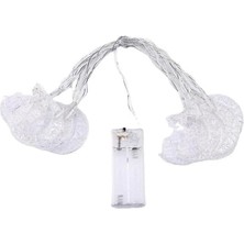 Karokstore 3 Metre LED Işıklı 20'li Ay Yıldız Işık Zinciri Dekoratif Pilli Aydınlatma Ev Dekorasyonu Süsleme Salon Oda Merdiven Balkon Süslemeleri Ramazan Aydınlatma