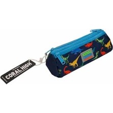 Karokstore Lacivert Dinozor Kalem Çanta, Üç Bölmeli 22329