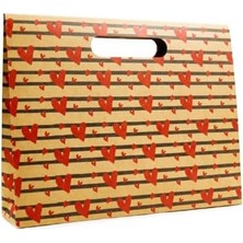 Karokstore 38X30 Kalp Harmanı Zarf Model Karton Çanta, Hediye Kutusu