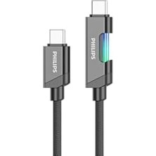 Karokstore DLC5021C Type-C - Type-C Şarj Kablosu, 60W, Hızlı Şarj, 3A Yüksek Akım, 1 Metre, Dayanıklı Örgü Kablo, Çok Renkli Işık (Siyah)