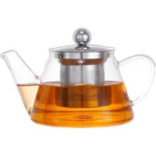 Karokstore Cam Bitki Çayı Demliği 500 ml - Çelik Süzgeçli Demlik