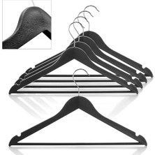 Karokstore Ahşap Görünümlü Plastik Elbise Askısı (5 Adet) - Kaymaz Omuzlu, Şık ve Dayanıklı Giysi Askıları - Askılık, Dolap ve Için (Naturel)