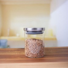 Karokstore 300 ml Vakumlu Metal Kapaklı Borosilikat Cam Kavanoz (8.5CM*10CM) 1 Adet