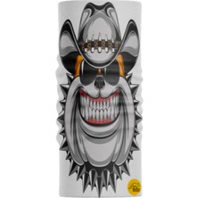 Motobir Baf-Bandana Gülen Kovboy Şapkalı Tasmalı Bulldog