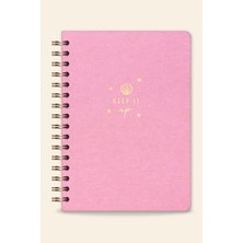 Karokstore A5 Spiralli Sert Kapak Çizgili Tarihsiz Not Defteri Şeker Pembe