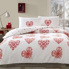 Karokstore Cordelia Renkli Klişe Pamuk Nevresim Takımı, Kırmızı, Çift Kişilik