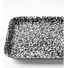Karokstore Sunumluk Mini Tepsi 20X28 cm Siyah-Beyaz Melamin Laminat
