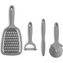 Karokstore 4’lü Mutfak Seti – Rende, Soyacak, Pizza Kesici, Sebze Soyucu – Paslanmaz Çelik, Ergonomik Saplı