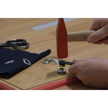 Karokstore Kuşgözü No.24 (9,5mm) Kendin Yap Kiti, Örme ve Deri Çanta, Eşorfman Altı ve Kapüşonları Için Çekiçle Uygulama Aparatları ve 15 Adet Kuşgözü Takım-Paslanmaz Pirinç (Turuncu Boyalı)