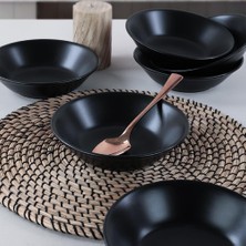 Karokstore Hitit Mat Siyah Yemek Tabağı 18 cm 6 Adet