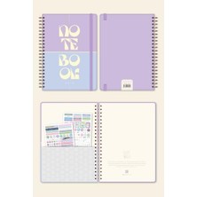 Karokstore 20X28 Spiralli Sert Kapak Lastikli Kareli Not Defteri Lila