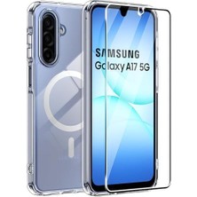 Karokstore Galaxy A17 4g/5g Manyetik Kılıf + Kırılmaz Cam Ekran Koruyucu – Magsafe Uyumlu, Şeffaf Sert Kapak, Çizilmeye Dayanıklı, Darbe Emici, Mat Kaymaz Yüzey, Evınto