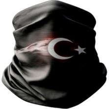 Motobir Baf-Bandana Türk Bayrak Siyah Düz Desen
